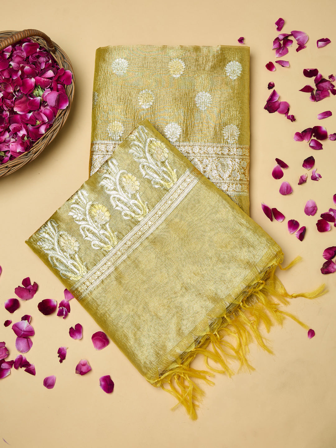Mustard Gold Banarasi unstitched suit