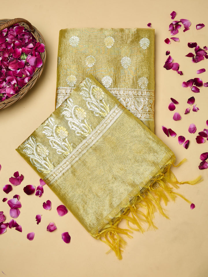 Mustard Gold Banarasi unstitched suit