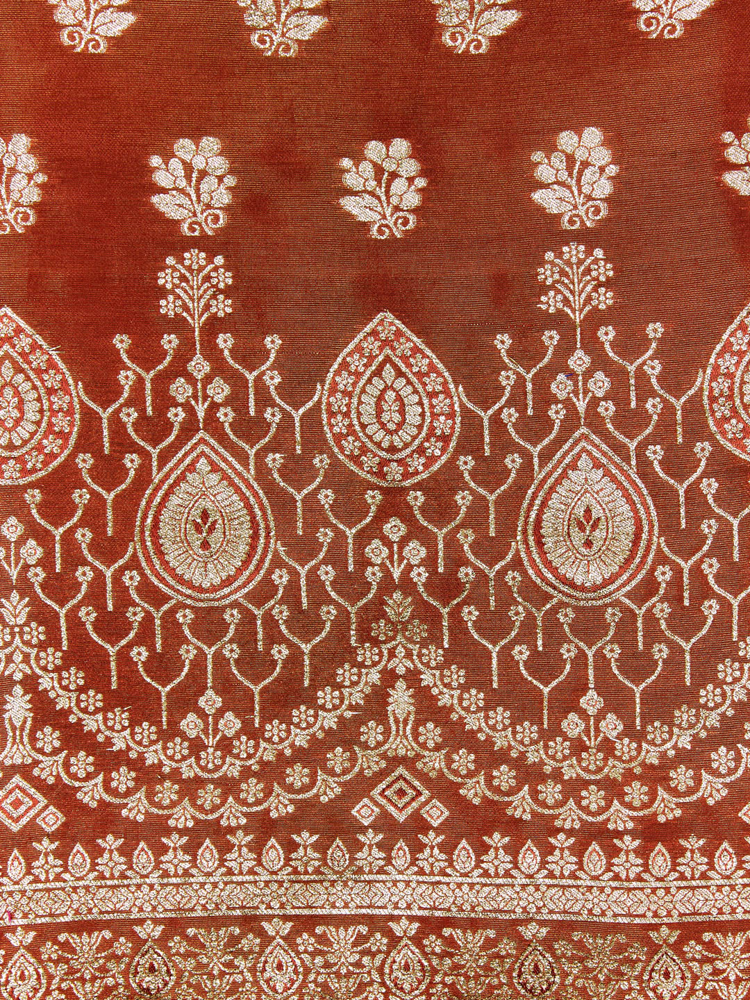 Burnt Orange Banarasi unstitched suit