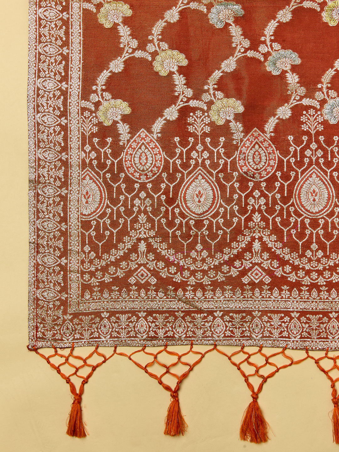 Burnt Orange Banarasi unstitched suit