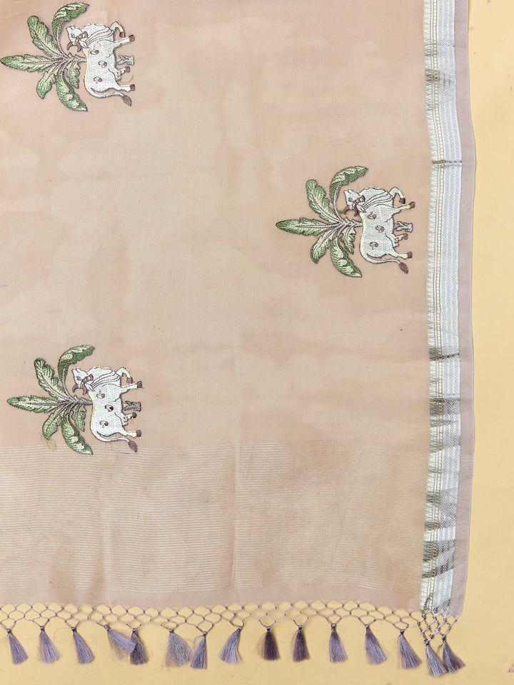Lavender Embroidered unstitched suit