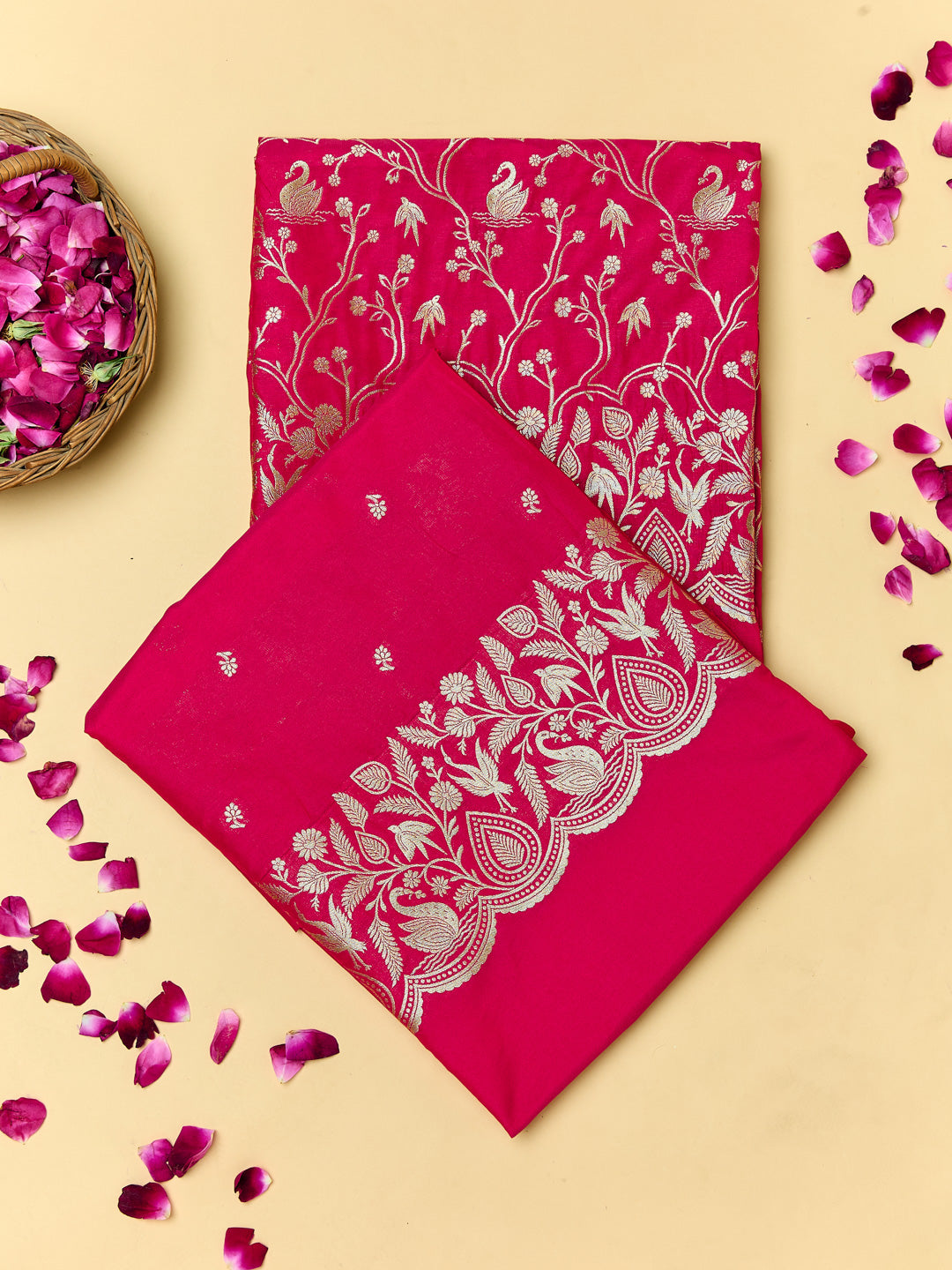 Crimson Red Banarasi Unstitched suit