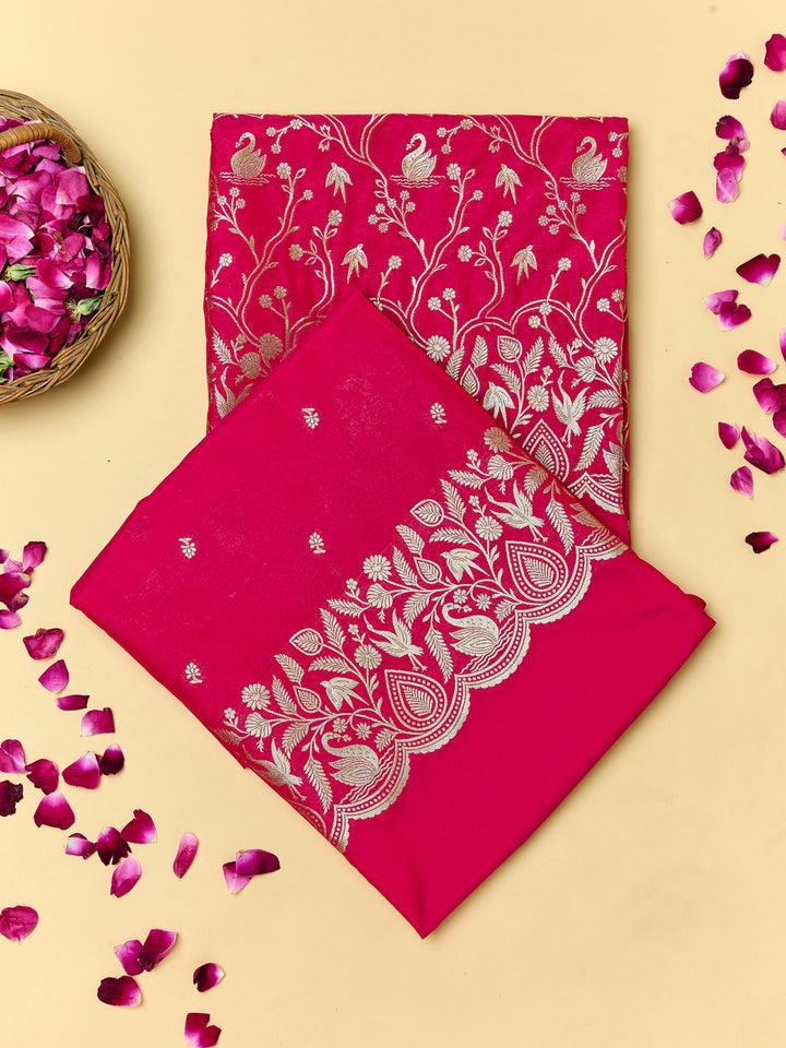 Crimson Red Banarasi Unstitched suit