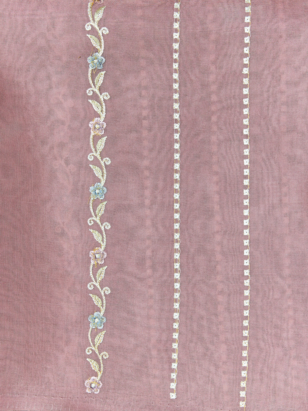 Blush Pink Embroidered Organza Unstitched suit