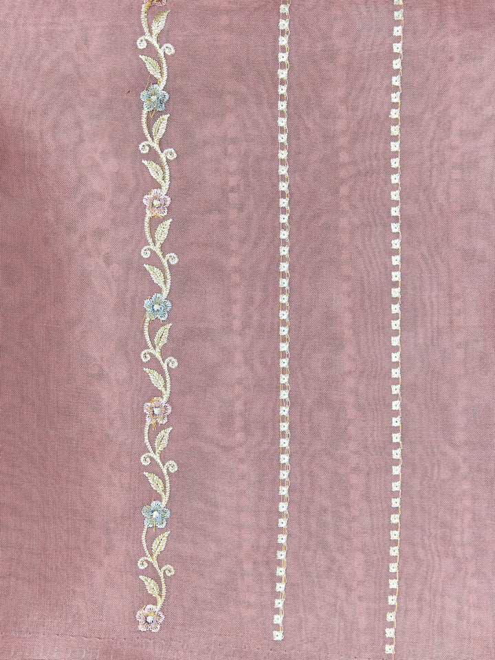 Blush Pink Embroidered Organza Unstitched suit