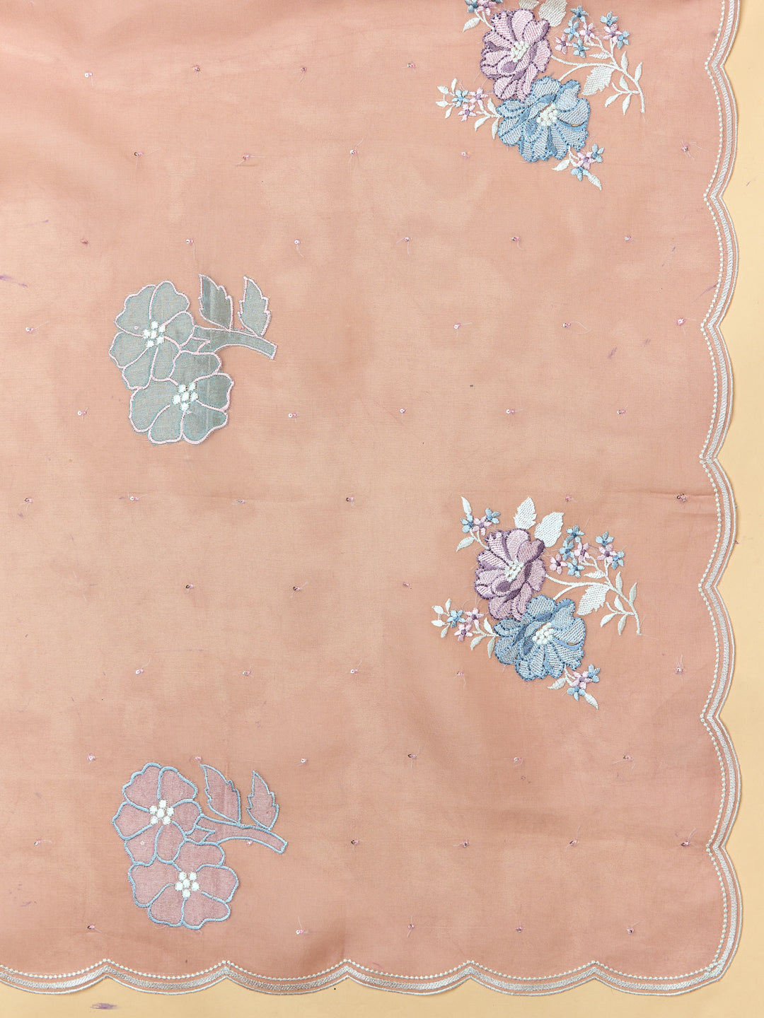 Blush Pink Embroidered Organza Unstitched suit