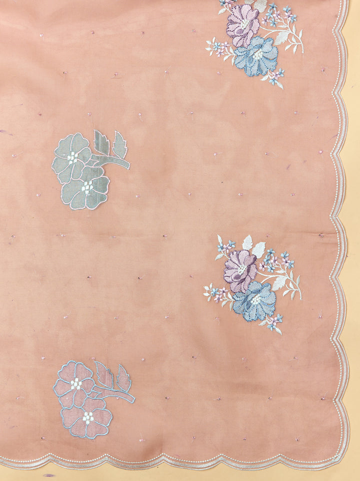 Blush Pink Embroidered Organza Unstitched suit