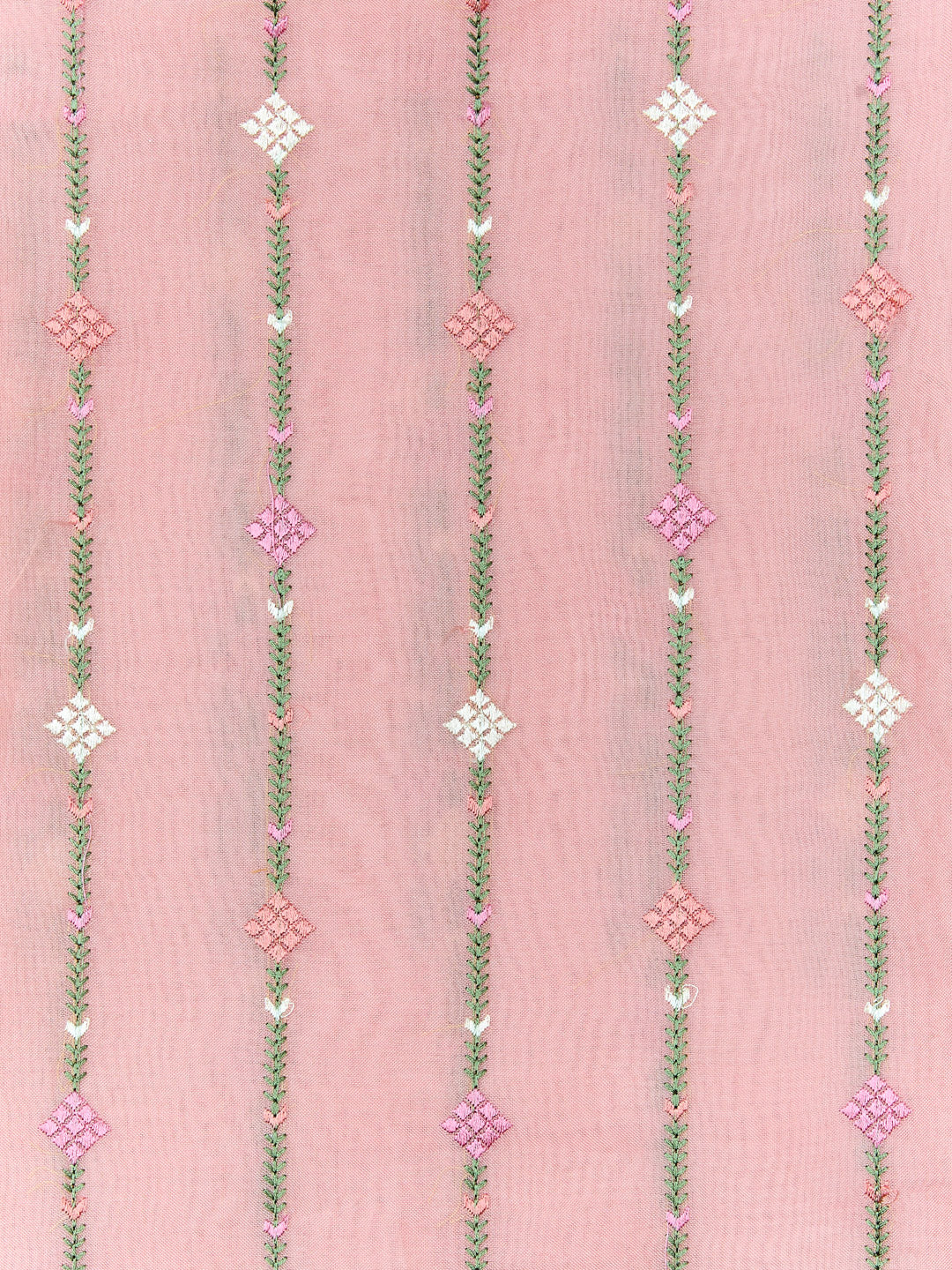 Powder Pink Embroidered Organza unstitched suit