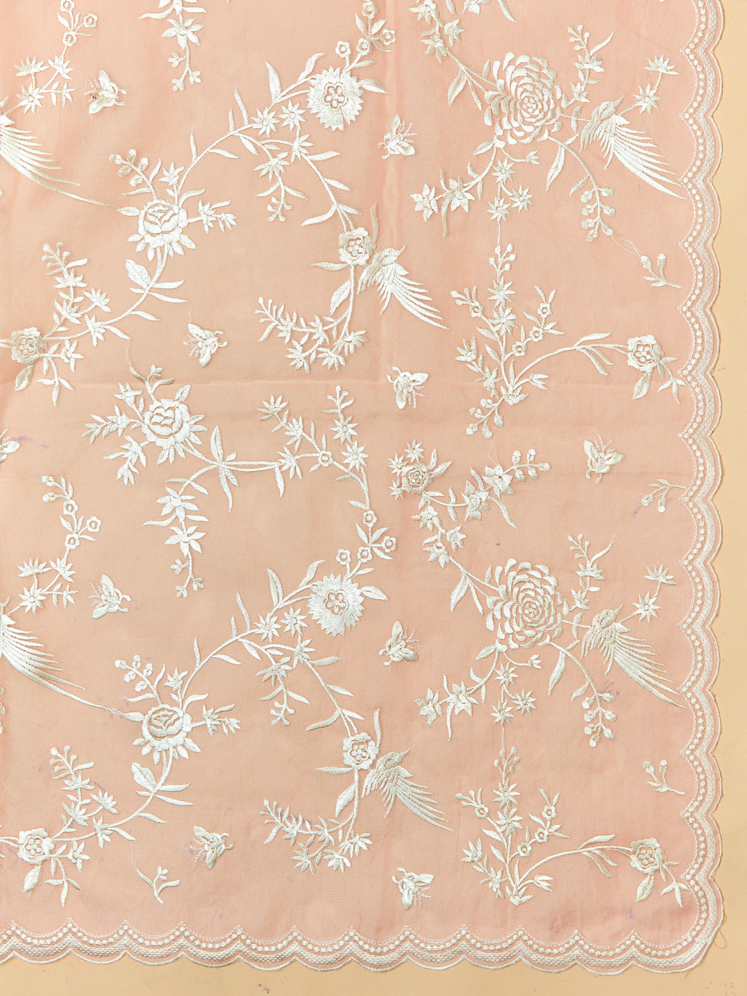 Powder Pink Embroidered Organza unstitched suit