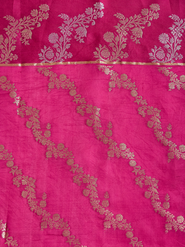Gorgeous Teal Floral Banarasi Saree