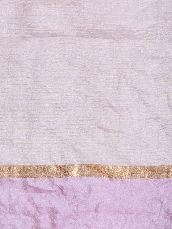 Graceful Ivory and Lavender Banarasi Saree with Golden Highlights