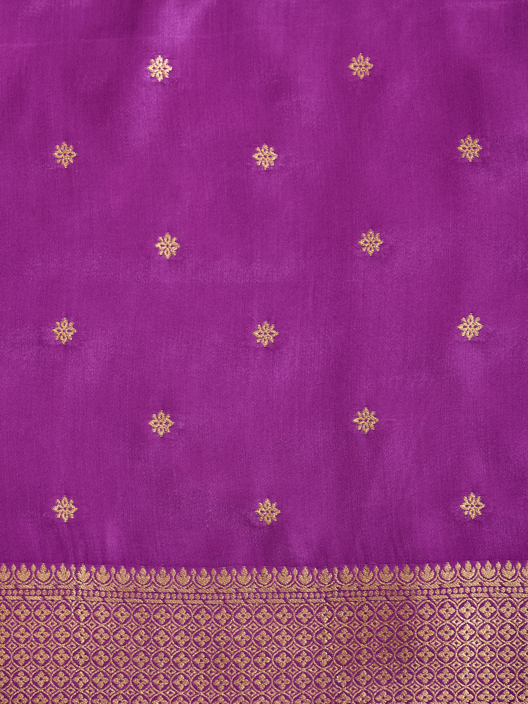 Majestic Purple Banarasi Saree with Golden Floral Motifs