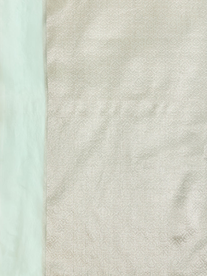 Ethereal Mint Green Banarasi Saree with Chevron Pattern