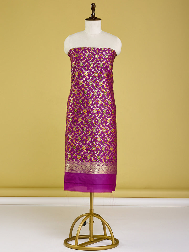 Majestic Purple Banarasi Silk Suit Set with Golden Weave