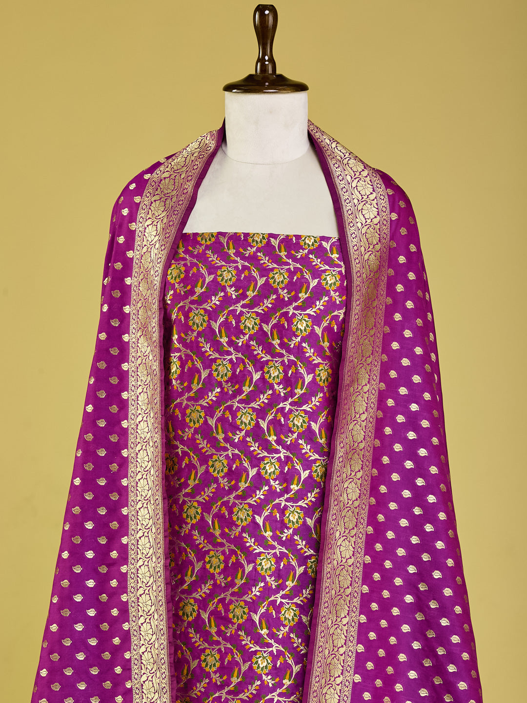 Majestic Purple Banarasi Silk Suit Set with Golden Weave