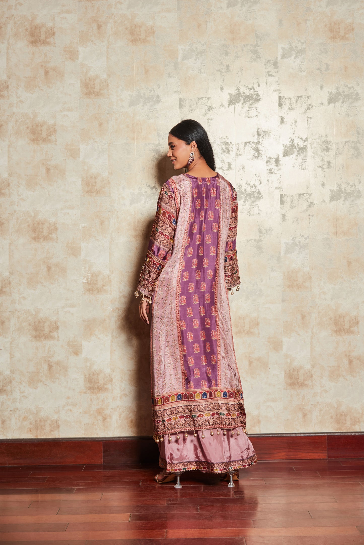 LAVENDER 3 PCS SHARARA SET WITH HAND EMBROIDERY