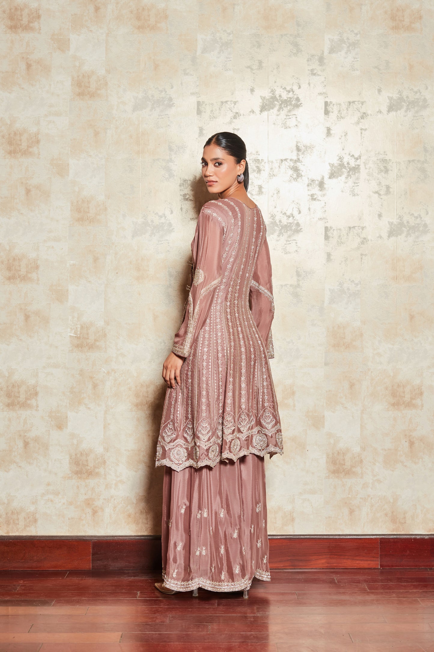 RUSTY ROSE SHARARA SET WITH EMBROIDERED DUPATTA