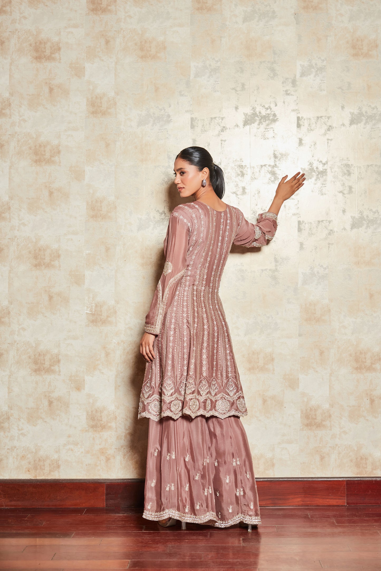 RUSTY ROSE SHARARA SET WITH EMBROIDERED DUPATTA